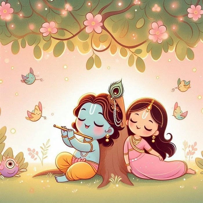 Radha Krishna Anime Dp colorful devotional anime art design