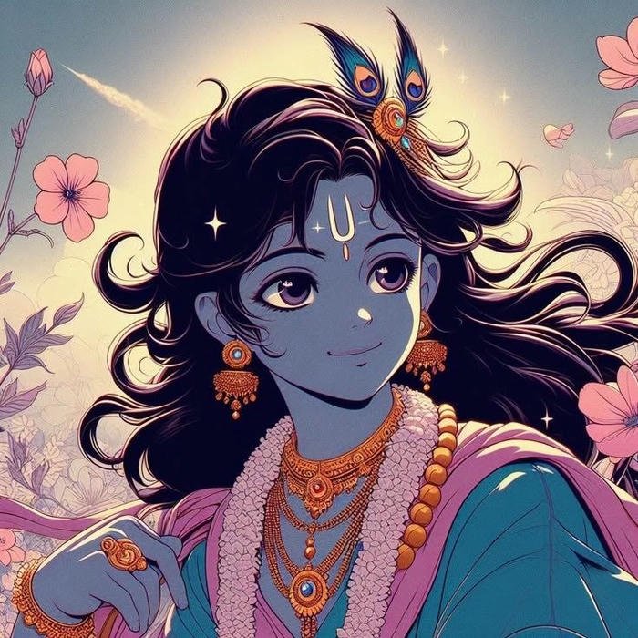 Radha Krishna Anime Dp cute spiritual cartoon style illustration