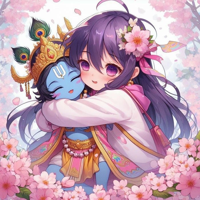 Radha Krishna Anime Dp peaceful spiritual animated cartoon dp