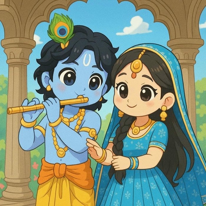 Radha Krishna Anime Dp romantic divine anime couple artwork