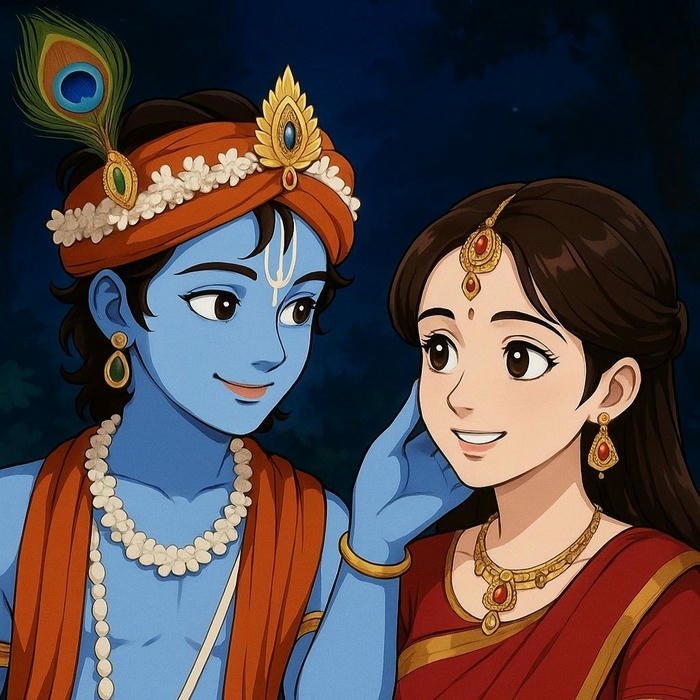 Radha Krishna Anime Dp serene divine love animated art
