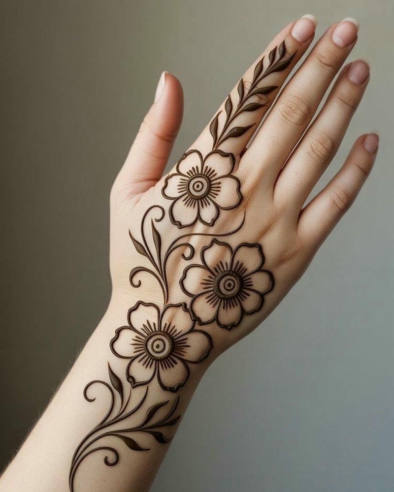Royal Back Hand Henna Mehndi Design classy