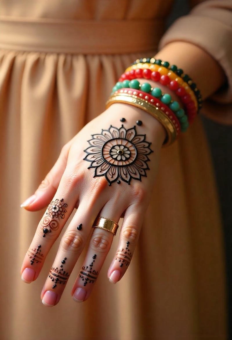 Royal Back Hand Mehndi Design elegant bridal style