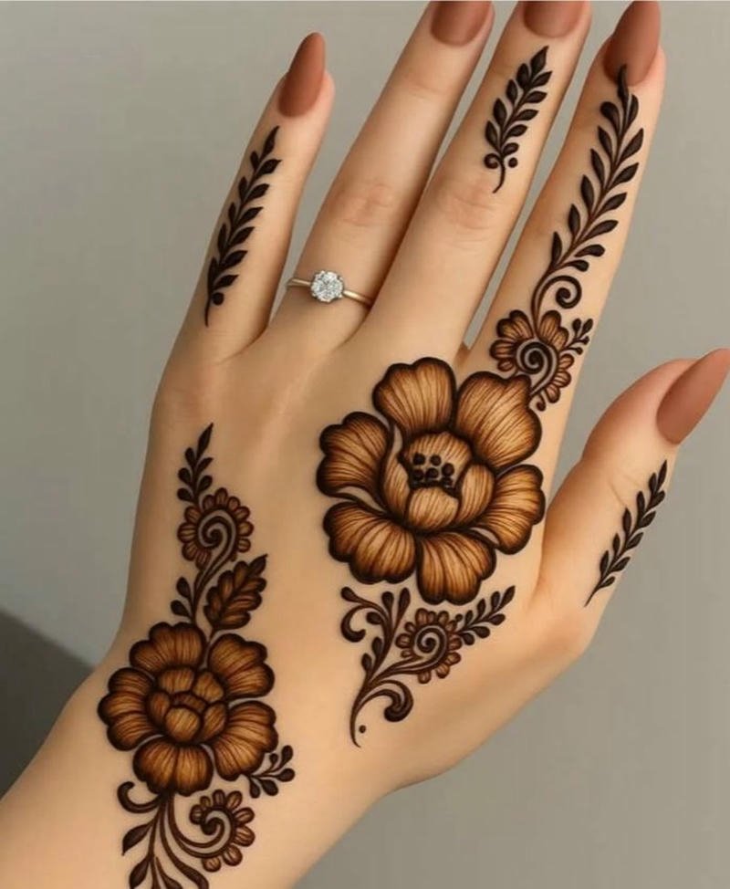 Royal Back Hand Mehndi Design stylish back palm pattern