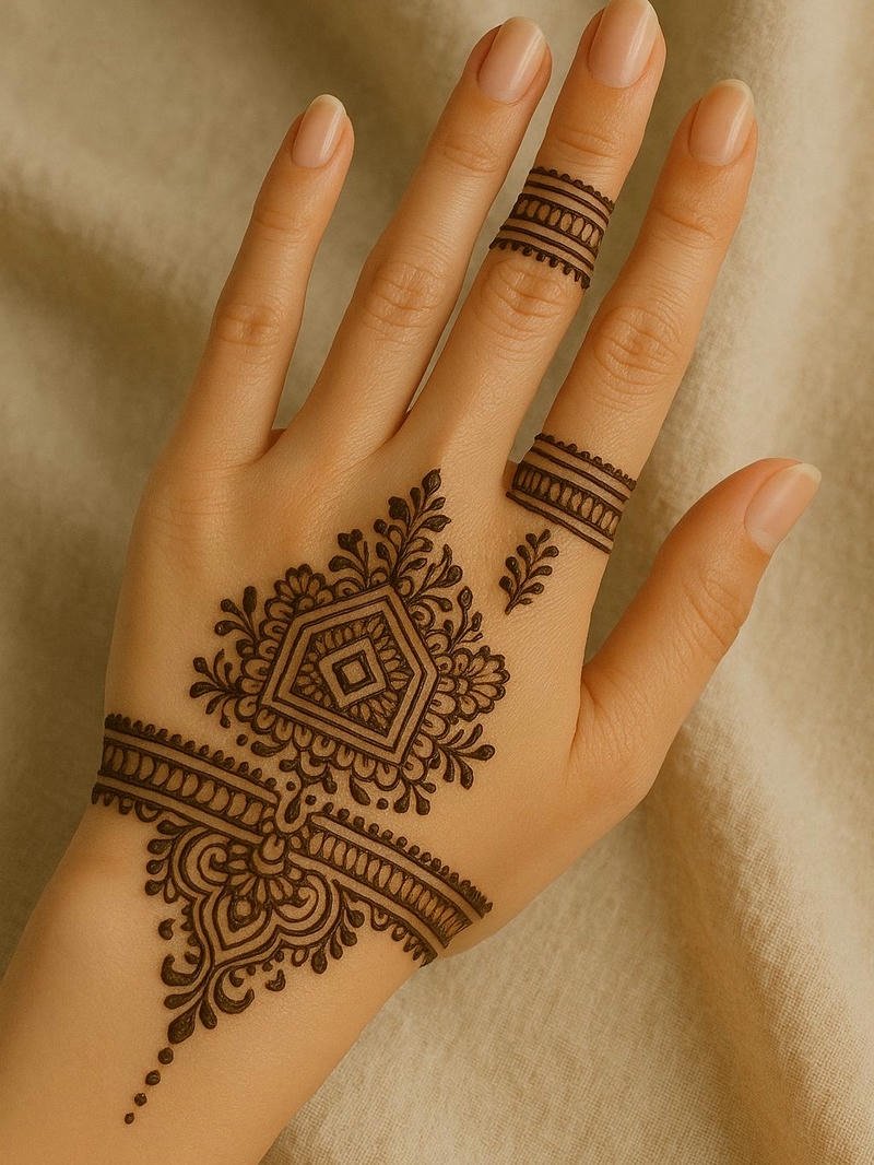 Royal Back Hand Mehndi Design traditional floral pattern