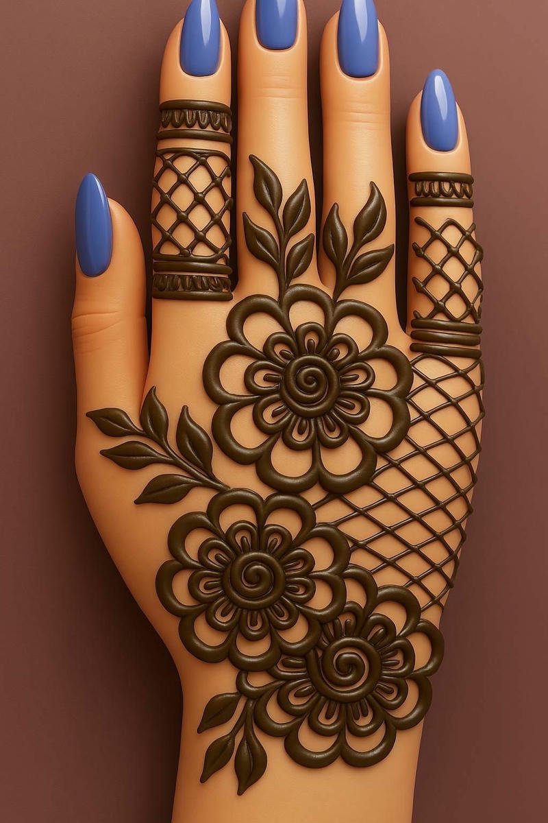 Royal Mehndi Design Back Hand intricate details