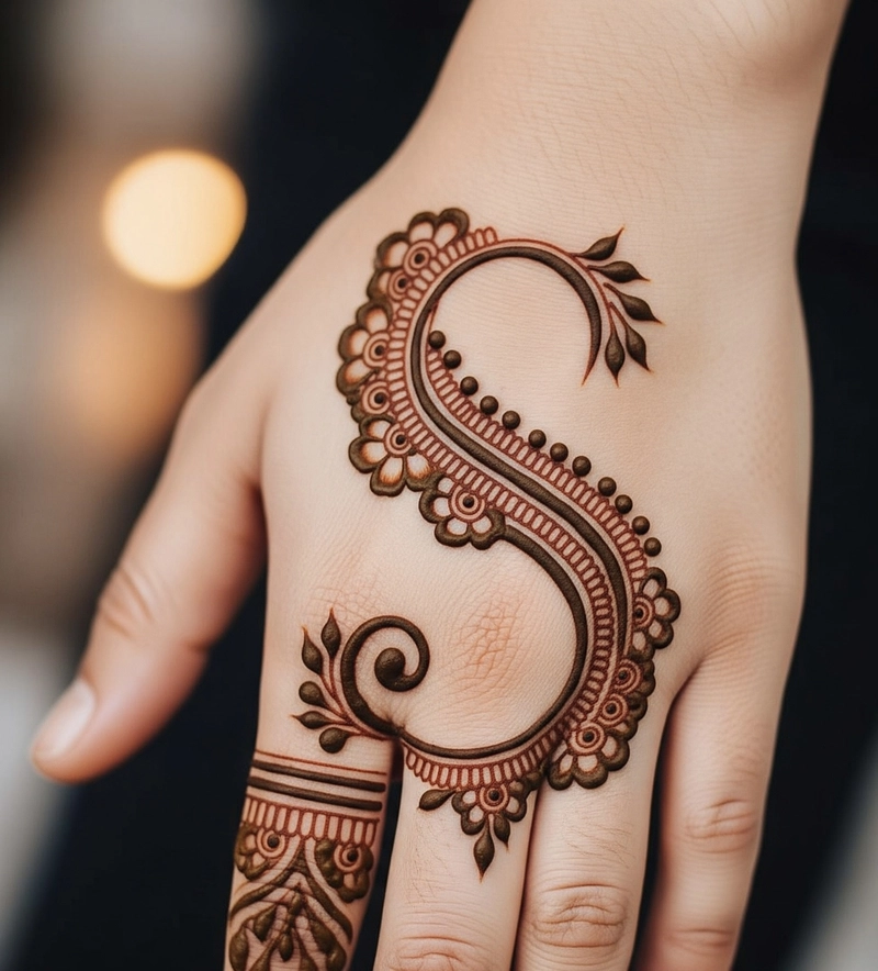 S mehndi design pic
