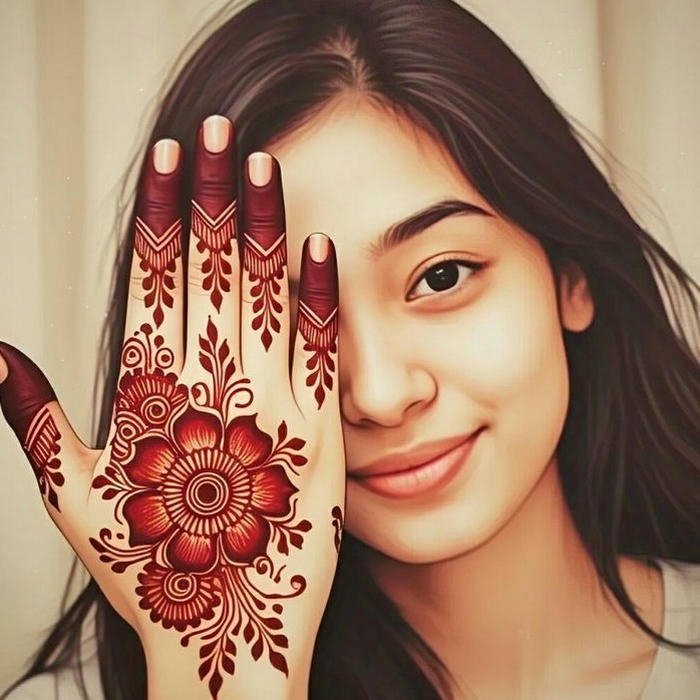 V Design Mehndi look