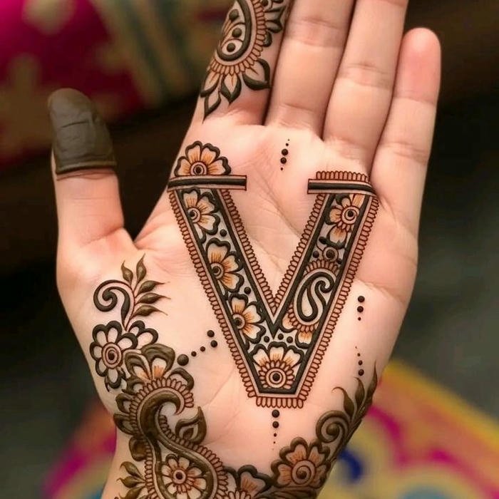 V Mehndi Design bridal