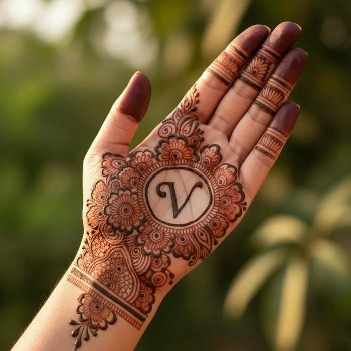 V Mehndi Design detail
