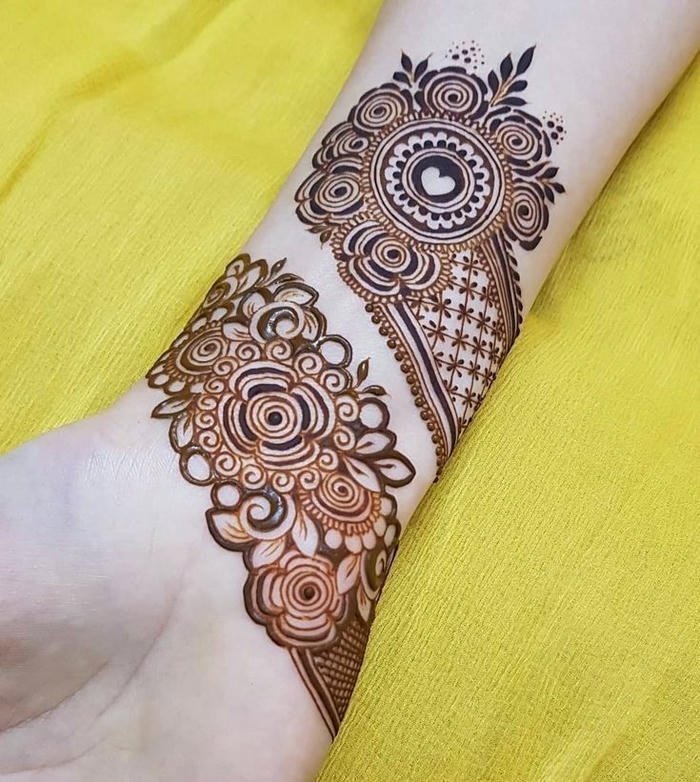 Wrist Mehndi Design inspired by traditional Indian bangles