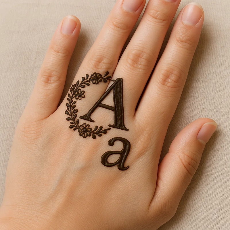 a and a letter mehndi design