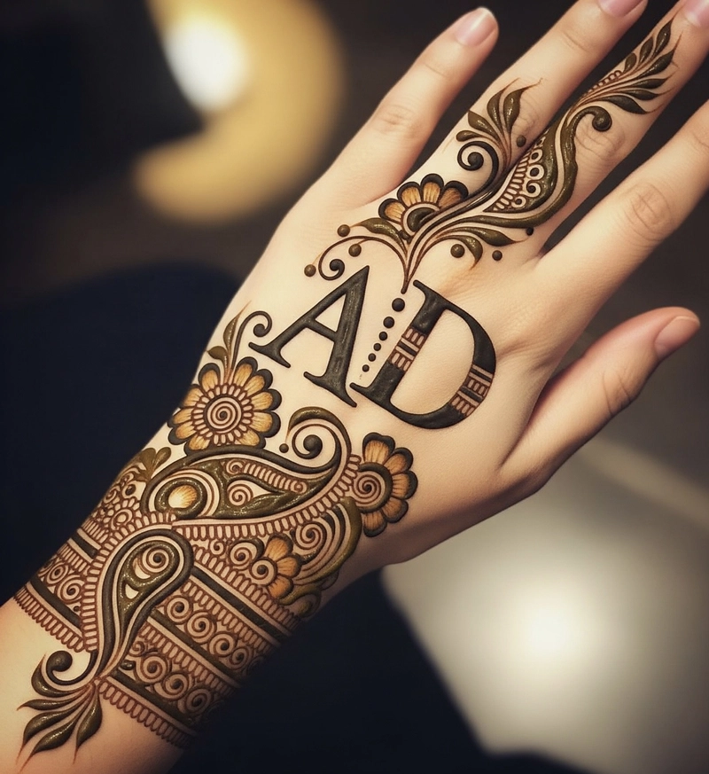 a d letter mehndi design
