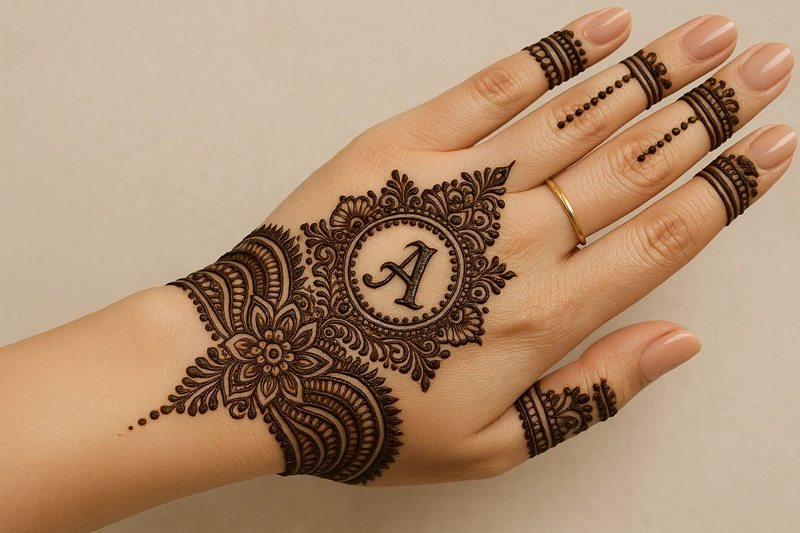 a letter mehndi design tattoo