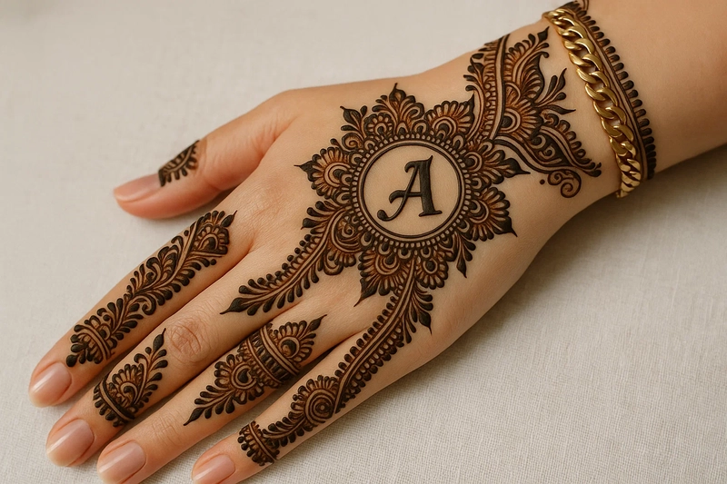 a mehndi design full hand