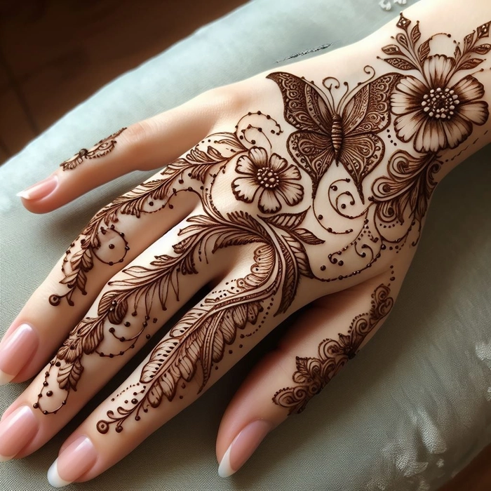 aesthetic butterfly mehndi design