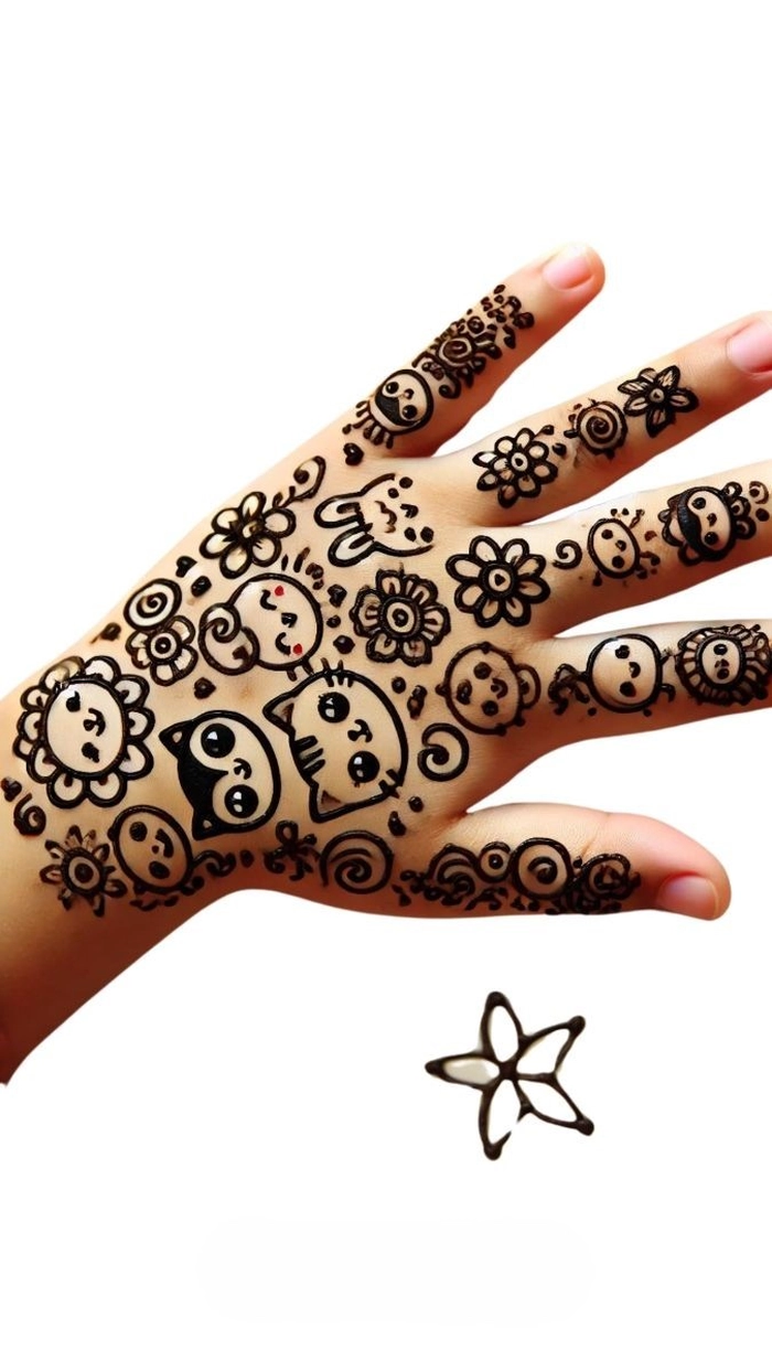 aesthetic cat mehndi design