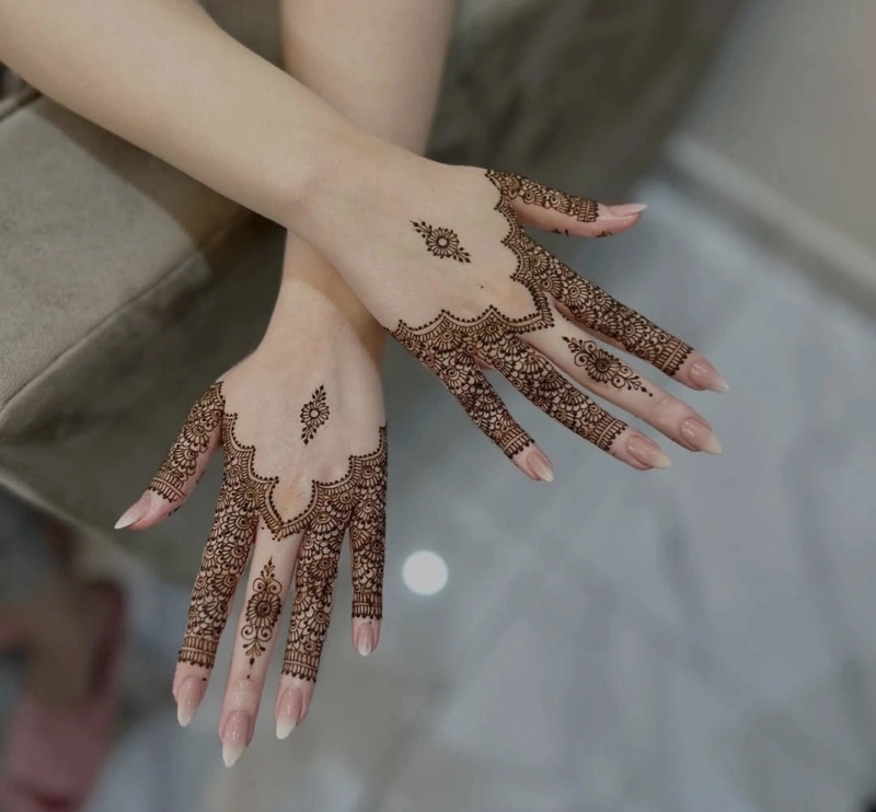 aesthetic mehndi design back hand lotus