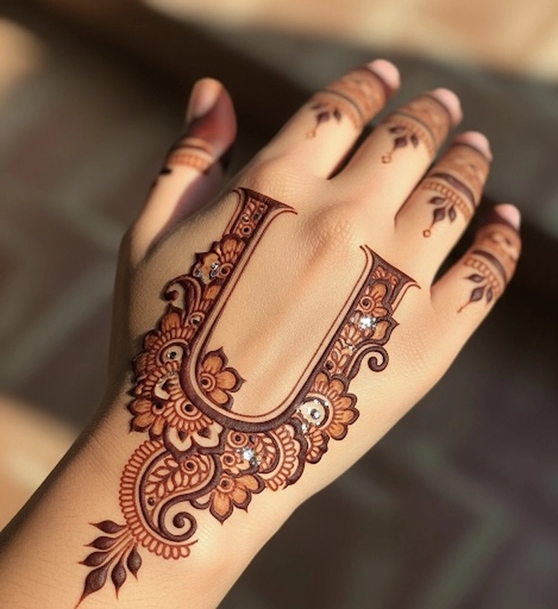 alphabet u mehndi design photo