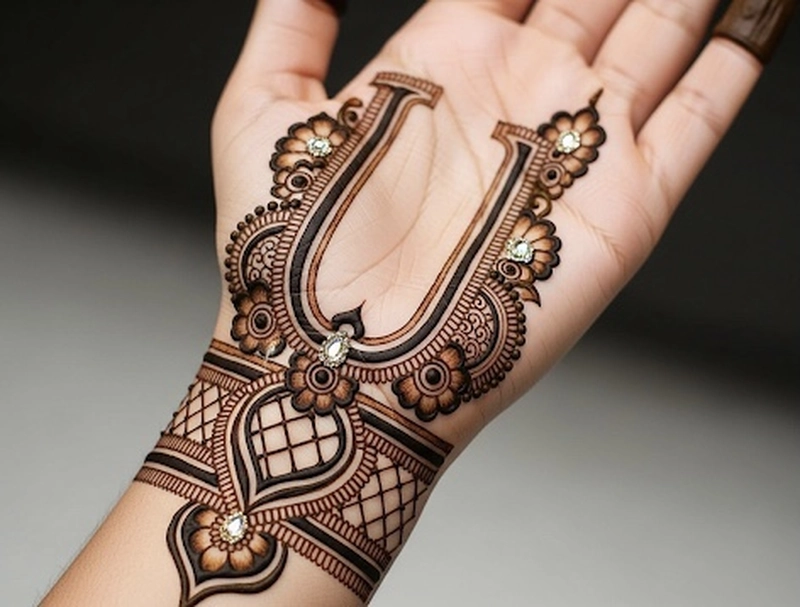 alphabet u mehndi design
