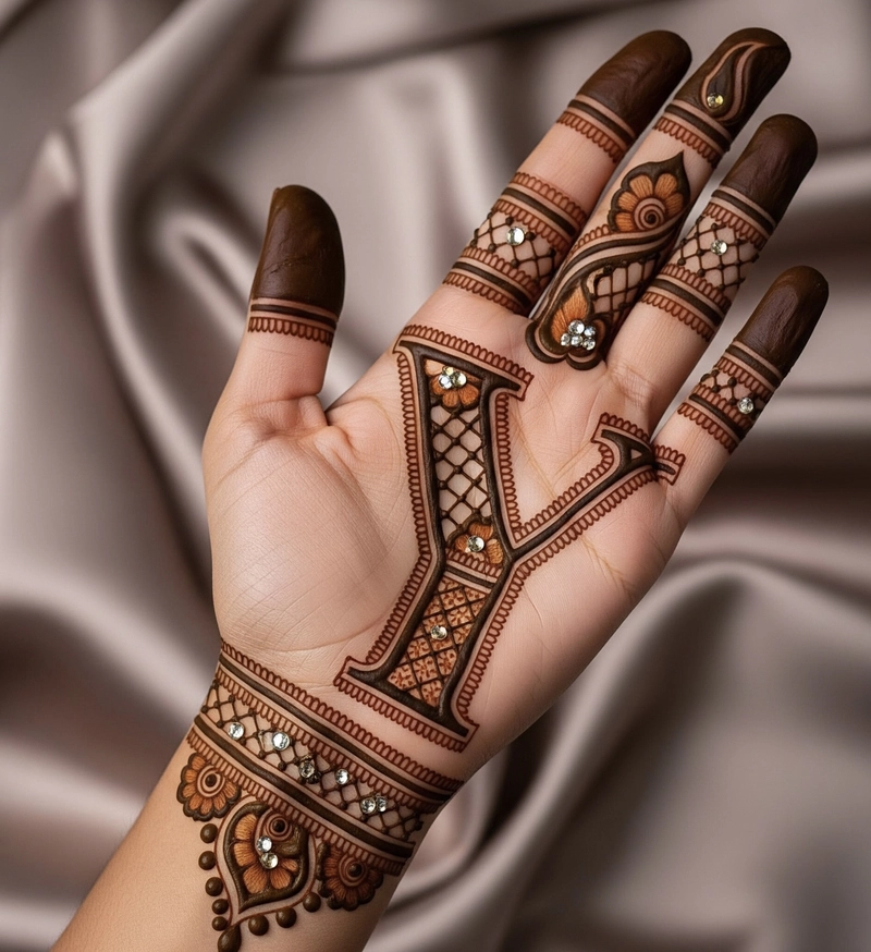 alphabet y mehndi design photo