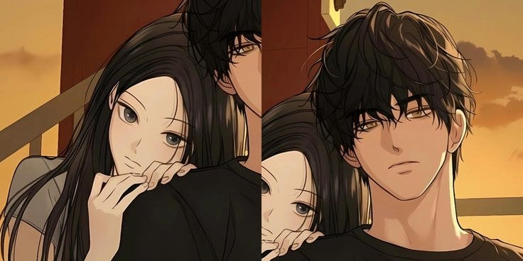 anime couple picture set filled with warm sweet love energy