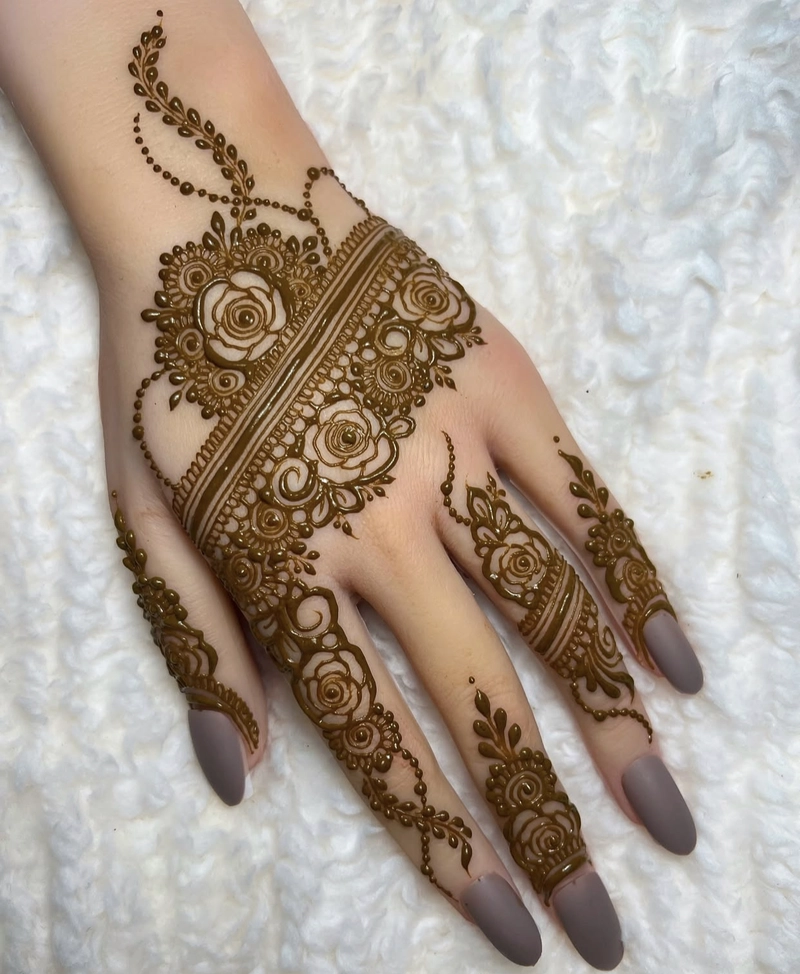 arabic rose flower mehndi design
