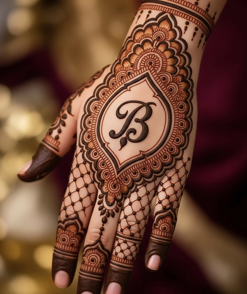 b letter mehndi designs for hands