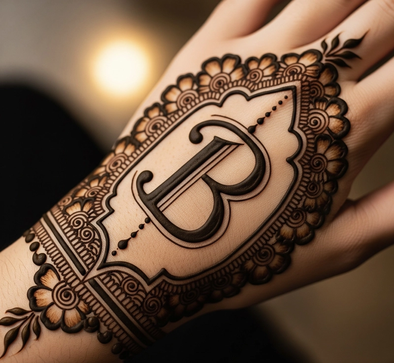 b mehndi tattoo pic