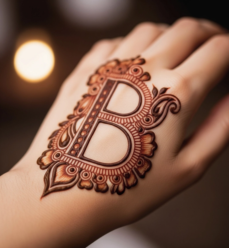 b name ki mehndi design photo