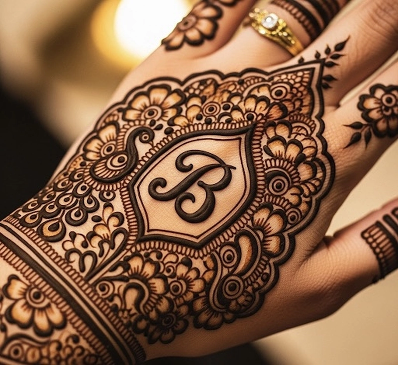 b name ki mehndi design