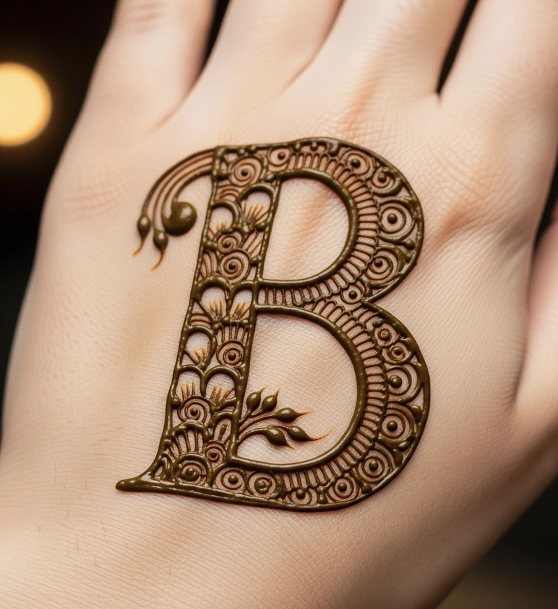 b name mehndi design photo