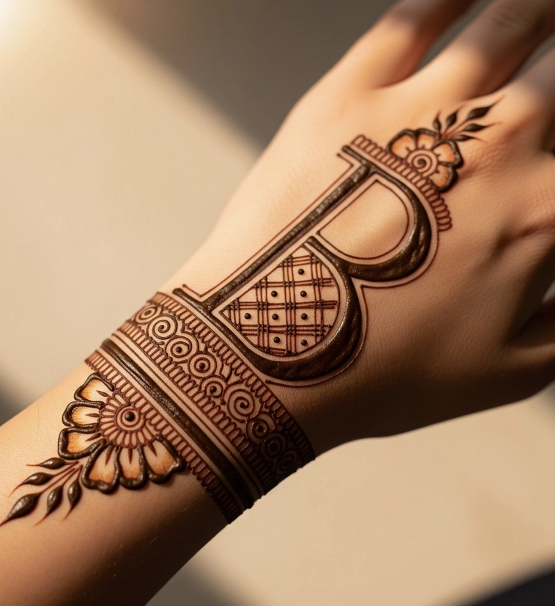 b name mehndi design simple