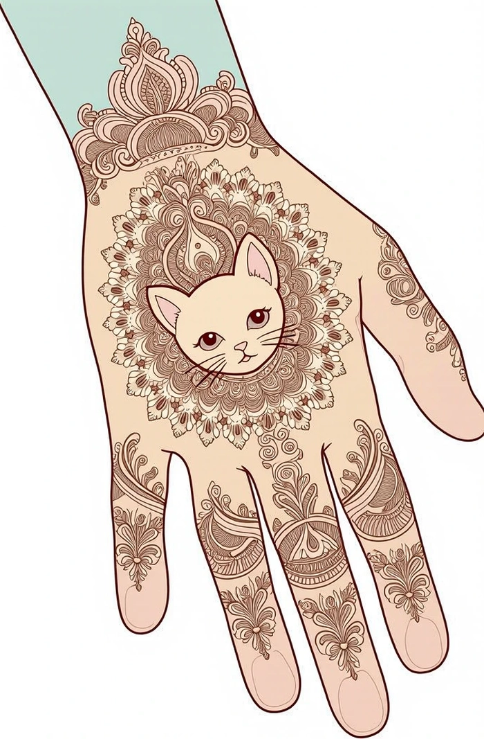 baby cat mehndi designs