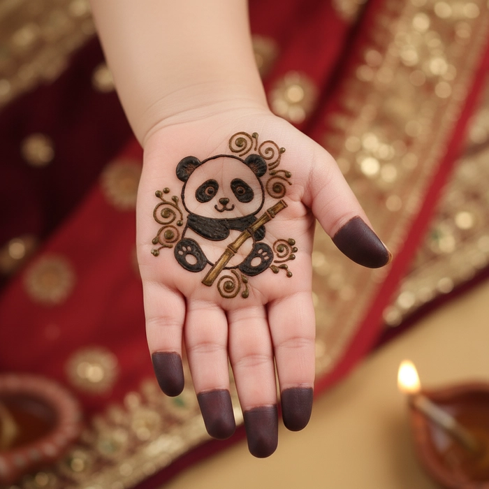 baby hand panda mehndi design