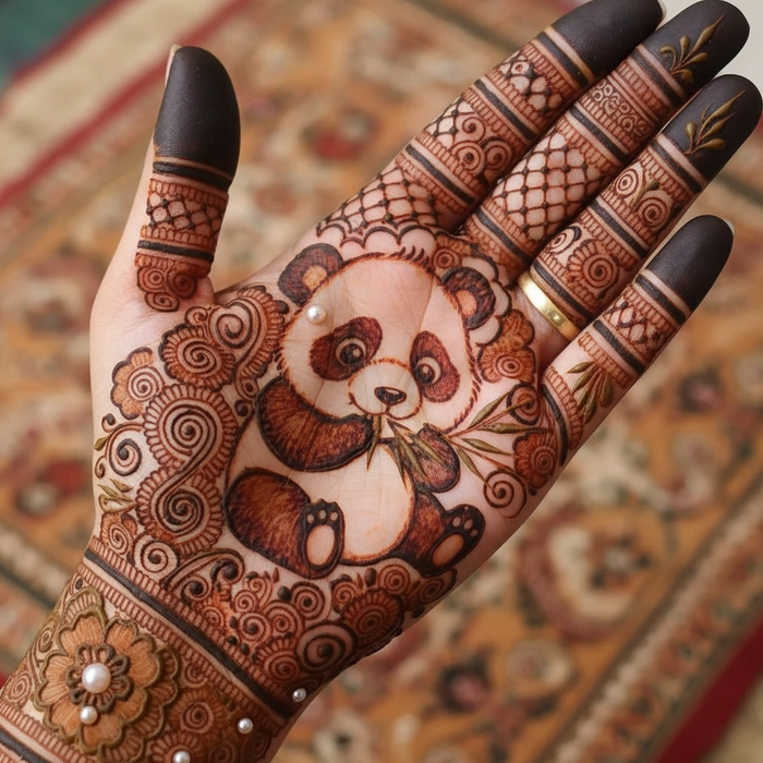 baby panda mehndi design