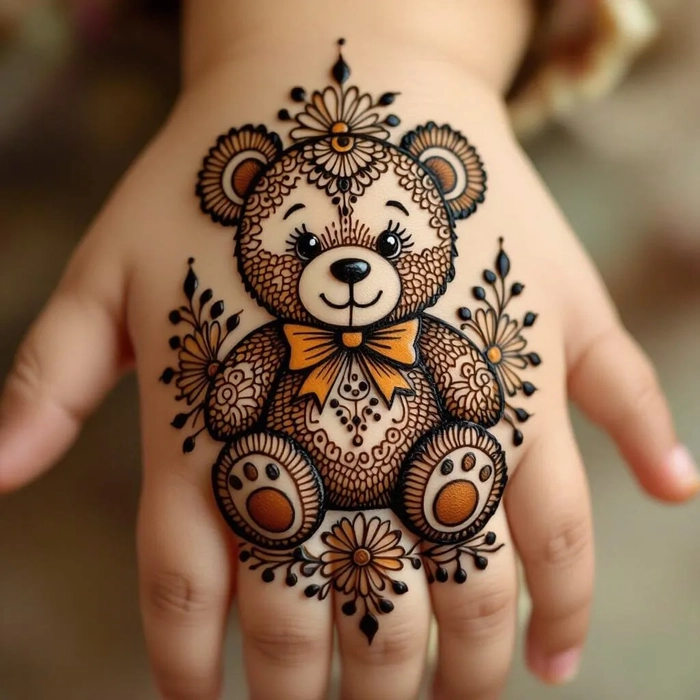 baby teddy bear mehndi design