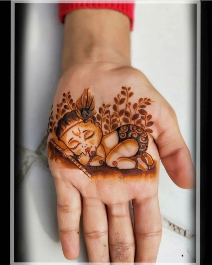 back hand janmashtami mehndi design
