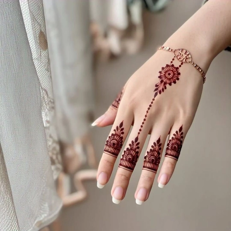 back hand mehndi design only fingers