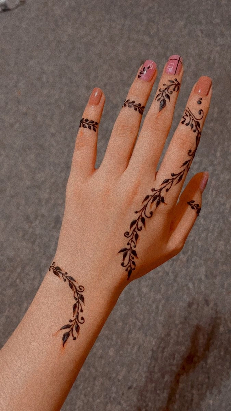 back side mehndi design only fingers