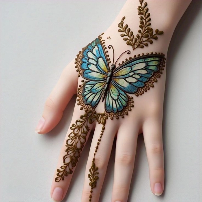 beautiful butterfly mehndi design