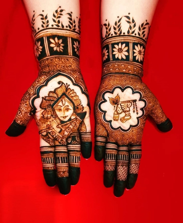 beautiful mehndi design for janmashtami