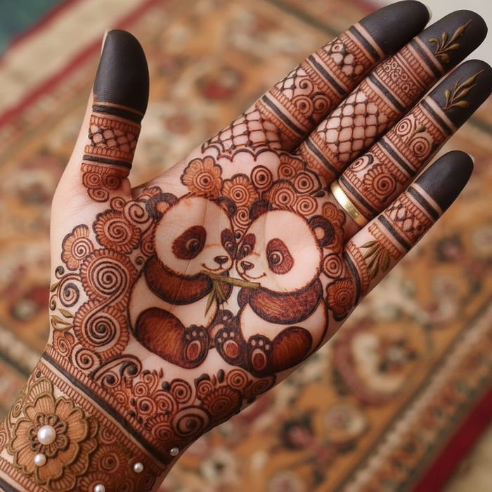 beautiful panda mehndi designcouple panda mehndi design simple