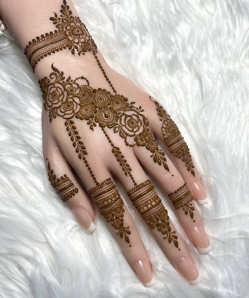 beautiful rose flower mehndi design
