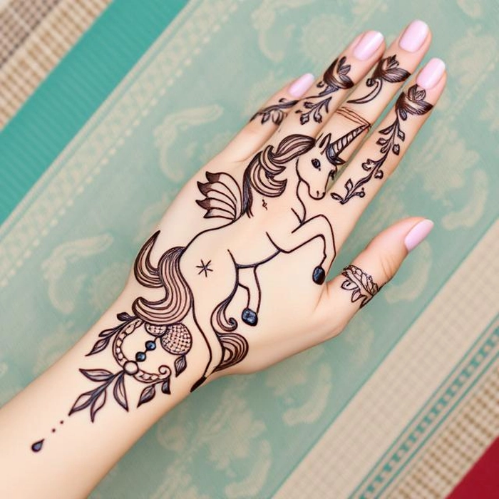 beautiful unicorn mehndi designs