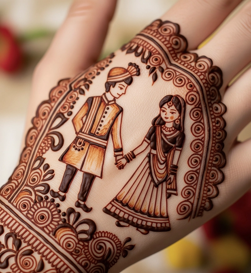 bridal couple mehndi design