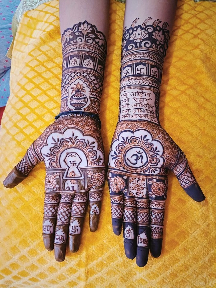 bride groom mehndi design simple full hand