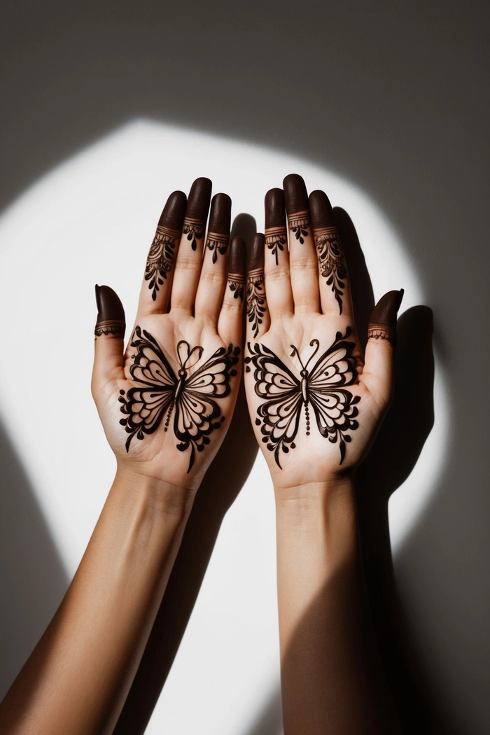 butterfly mehndi design back hand