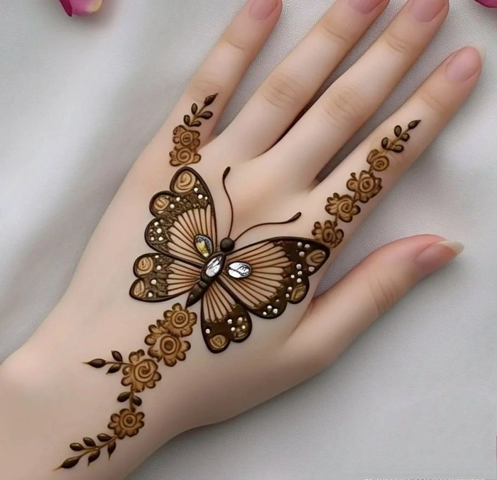 butterfly mehndi design for front hand