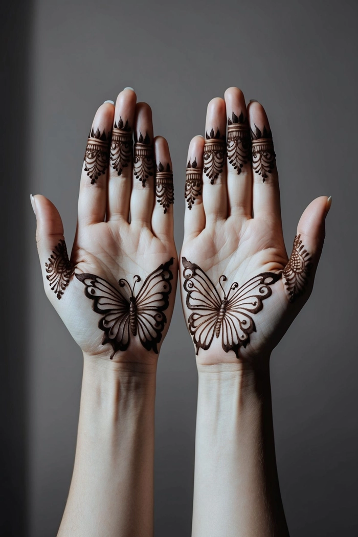 butterfly mehndi design front hand